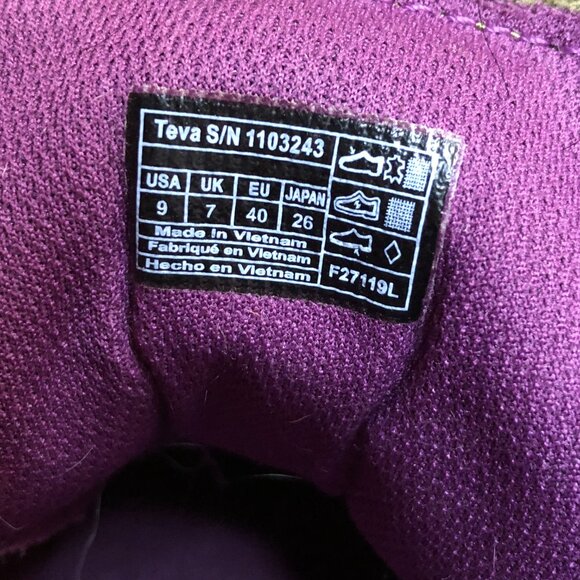 Teva Women's 84's Highside Vintage Style Size 9 Shoes Olive Green Purple Trail - Picture 10 of 10